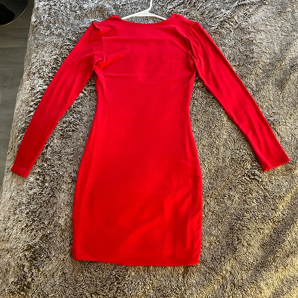OOTDFash Ruth Deep V-Neck Dress (Red) - Picture 3 of 3